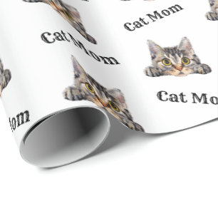 Papel De Presente Padrão de Gata Mãe com Mist Australiana em Aquarel