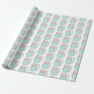 Papel De Presente Padrão de Gatinho Fofo para Aniversário de Meninas