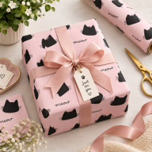 Padrão de Gatinho Preto Fofo Kitty Meow Rosa