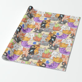 Papel De Presente Padrão de Gatinhos Fofos