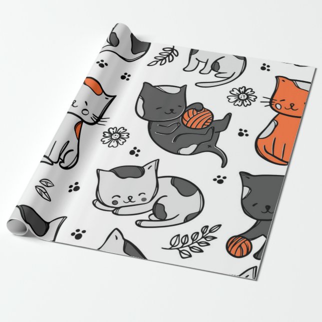 Papel De Presente Padrão de gato (Desenrolado)
