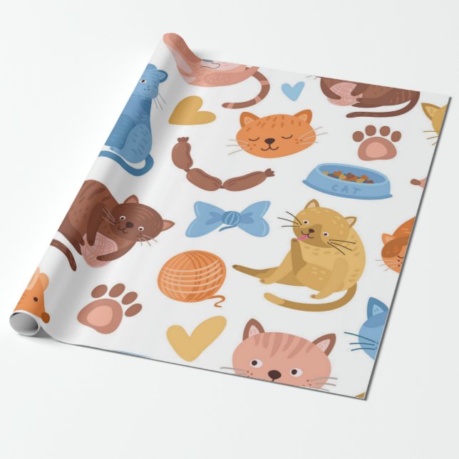 Papel De Presente Padrão de gato (Desenrolado)