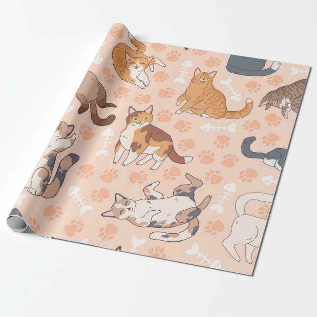 Papel De Presente Padrão de gato (Desenrolado)