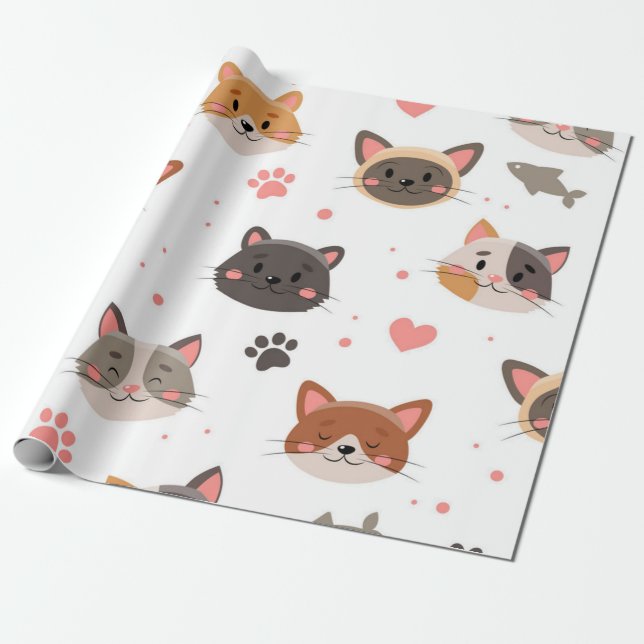 Papel De Presente Padrão de gato (Desenrolado)