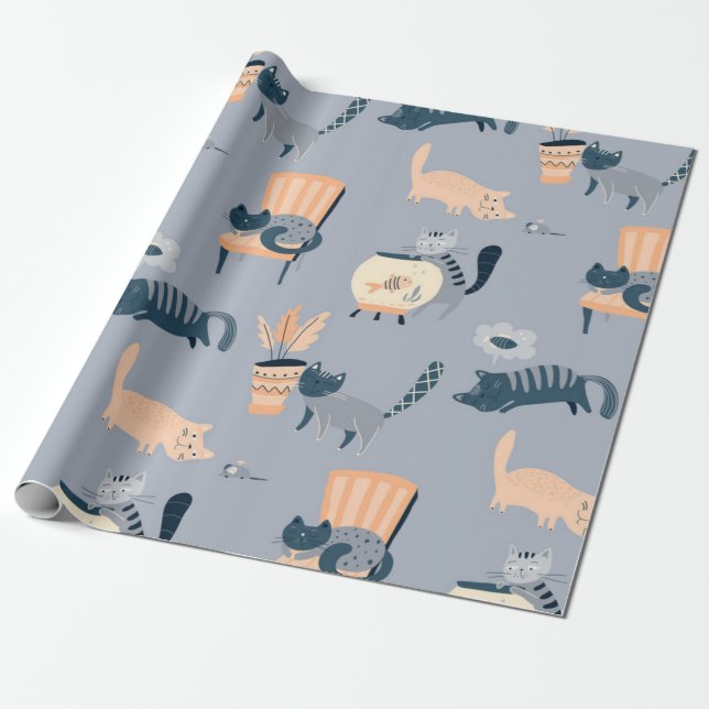 Papel De Presente Padrão de gato (Desenrolado)