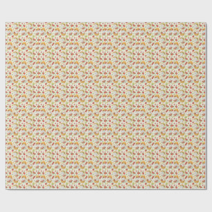 Papel De Presente Padrão de Gato de Frutas de Verão - Design de Piqu