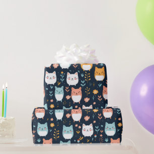 Papel De Presente Padrão de Gatos de Pastel