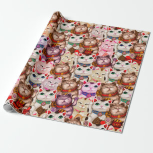 Papel De Presente Padrão de gatos Maneki-neko