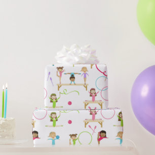 Papel De Presente Padrão de Ginástica Multicolorida para Crianças