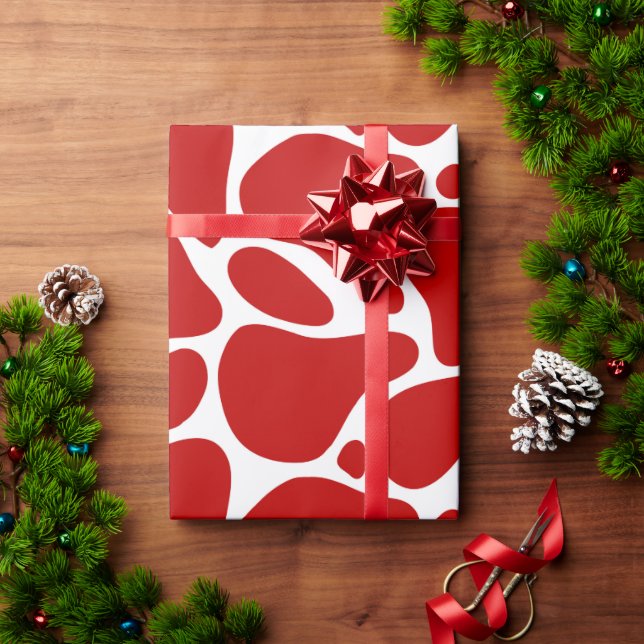 Papel De Presente Padrão de girafa vermelho e branco (Presente de Natal)