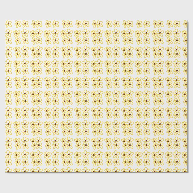 Papel De Presente Padrão de girassol castanho-amarelo ventre floral  (Aberto)