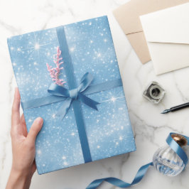 Papel De Presente Padrão de Glitter Azul Céu Branco Macio