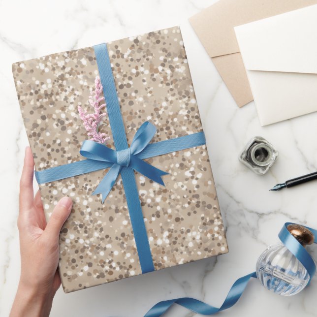 Papel De Presente Padrão de Glitter Bege Neutro da Moda (Presentear)