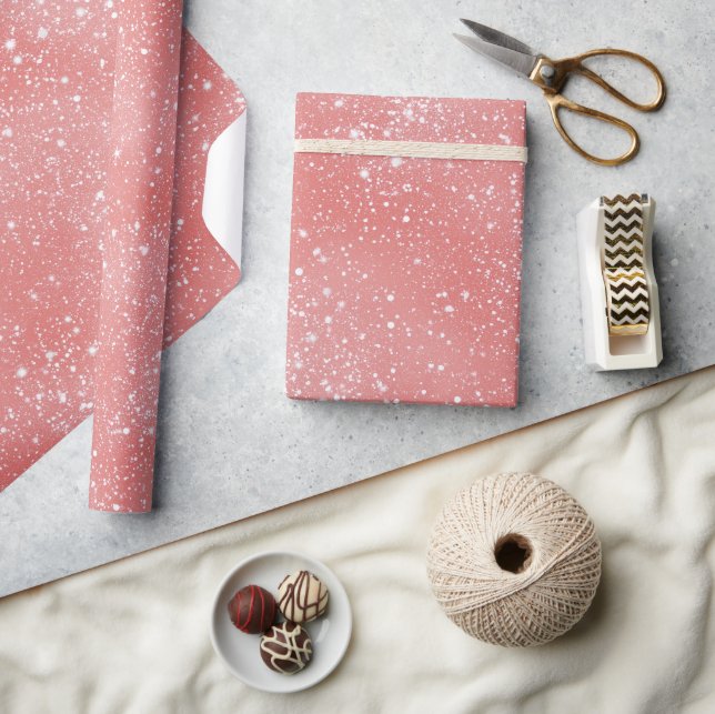 Papel De Presente Padrão de Glitter Branco Poeira Rosa Bebe Macio (Artesanato)