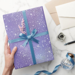 Papel De Presente Padrão de Glitter Iridescente Lavanda Estético