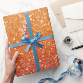 Papel De Presente Padrão de Glitter Laranja Misto Ombre do Pôr do So