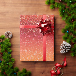 Papel De Presente Padrão de Glitter Laranja Ombre do Pôr do Sol