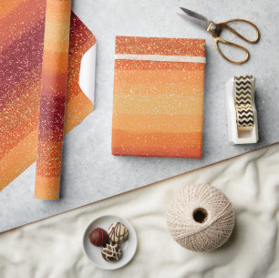 Papel De Presente Padrão de Glitter Laranja Ombre do Pôr do Sol