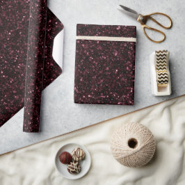Papel De Presente Padrão de Glitter Preto Vinho Borgonha Profundo