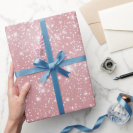 Papel De Presente Padrão de Glitter Rosa Bebê Macio Branco Poeira