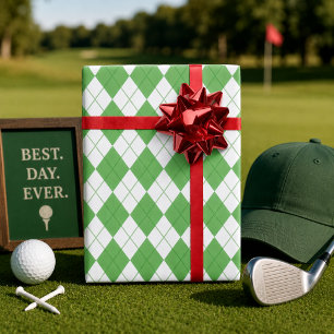 Papel De Presente Padrão de Golfe Argila Verde