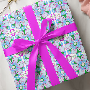 Papel De Presente Padrão de Golfe Feminino Rosa Floral
