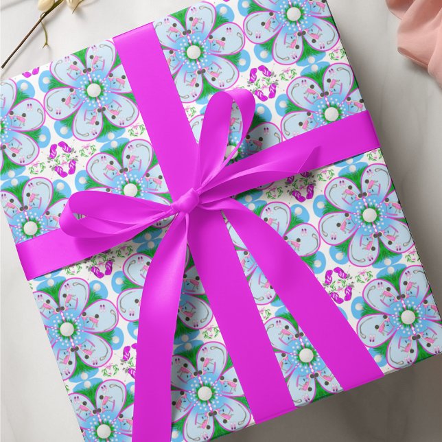Papel De Presente Padrão de Golfe Feminino Rosa Floral (Criador carregado)