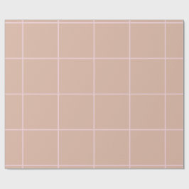 Papel De Presente Padrão de Grade Bege Morno Design de Xadrez Suave