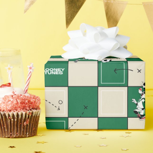 Papel De Presente Padrão de Grade do Futebol LOONEY TUNES™ (Festa de aniversário)