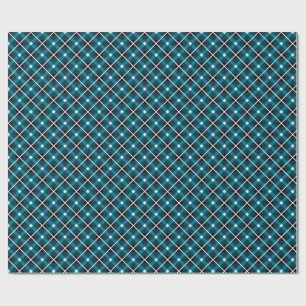 Papel De Presente Padrão de Grade Geométrica Azul e Marinho