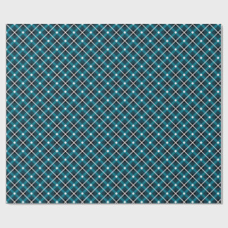 Papel De Presente Padrão de Grade Geométrica Azul e Marinho