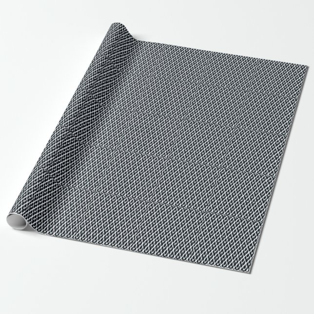 Papel De Presente Padrão de Grade Negra (Desenrolado)