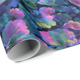 Papel De Presente Padrão de Grafite Floral Futurista Pintura Spray
