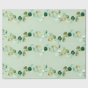 Papel De Presente Padrão de Grinalda de Eucalipto em Aquarela