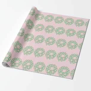 Papel De Presente Padrão de Grinalda de Natal Rosa e Verde Caprichos