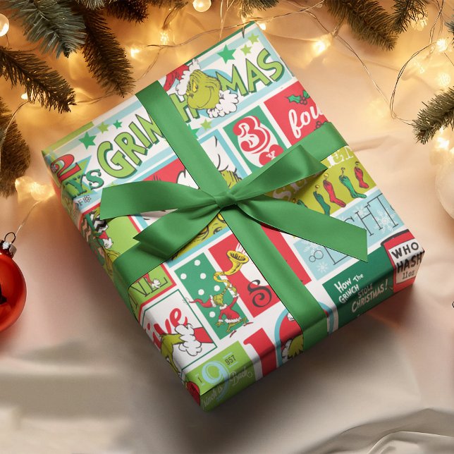 Papel De Presente Padrão de Grinchmas de Feliz Grpolegadas (Wrapped present)