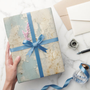 Papel De Presente Padrão de Grunge Dourado Azul Vintage