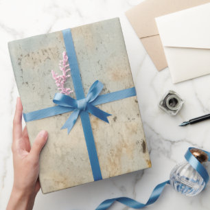 Papel De Presente Padrão de Grunge Dourado Azul Vintage