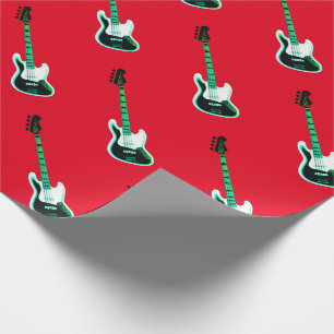 Papel De Presente Padrão de Guitarra Elétrica em Preto e Branco 