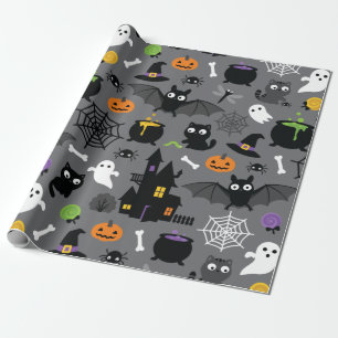 Papel De Presente Padrão de Halloween