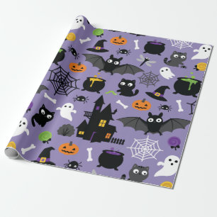 Papel De Presente Padrão de Halloween