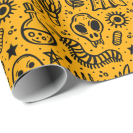 Papel De Presente Padrão de Halloween.