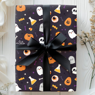 Papel De Presente Padrão de Halloween de Aranha Fantasma Abóbora Rox