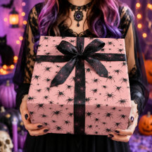 Padrão de Halloween de Aranha Preta Rosa Assustado