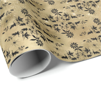 Papel De Presente Padrão de Halloween Floral de Aranha Rasteada