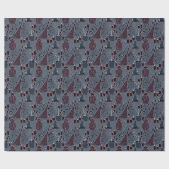 Papel De Presente Padrão de Halloween Mágico ao Luar (Barra)