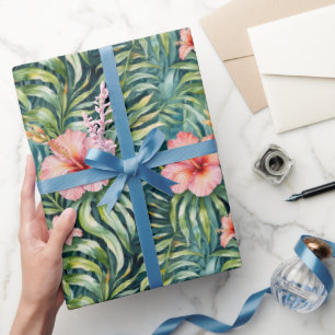 Papel De Presente Padrão de Hibisco da Flórida 