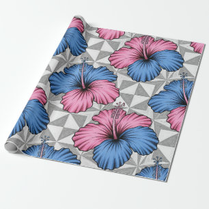 Papel De Presente Padrão de Hibisco Tropical Costeiro (5)