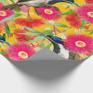 Papel De Presente Padrão de Honeyeater de face azul