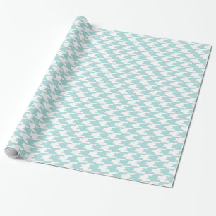 Papel De Presente Padrão de houndstooth Azul e Branco